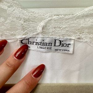 Christian Dior Lingerie Silk White Robe with Lace and Floral Details Size Small